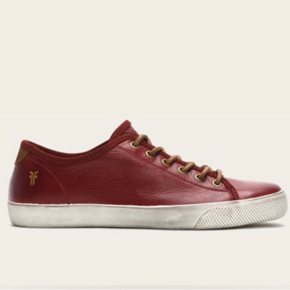 Frye Mindy Low Lace-Up Casual Red Leather Shoes Women's Size…